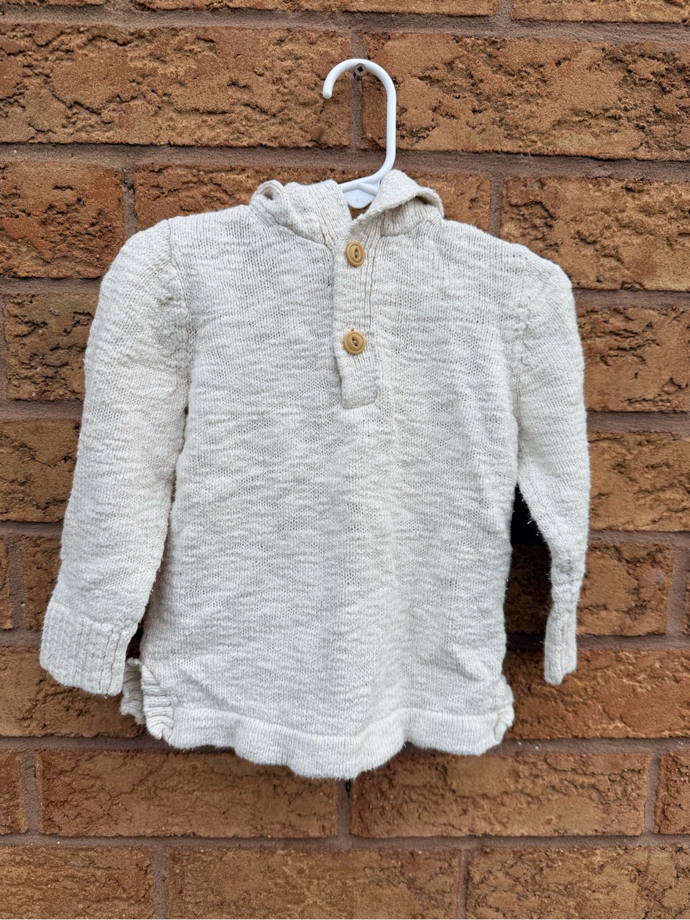 🌿10/$25 • Baby Gap Cream Hooded Knit Sweater with Buttons